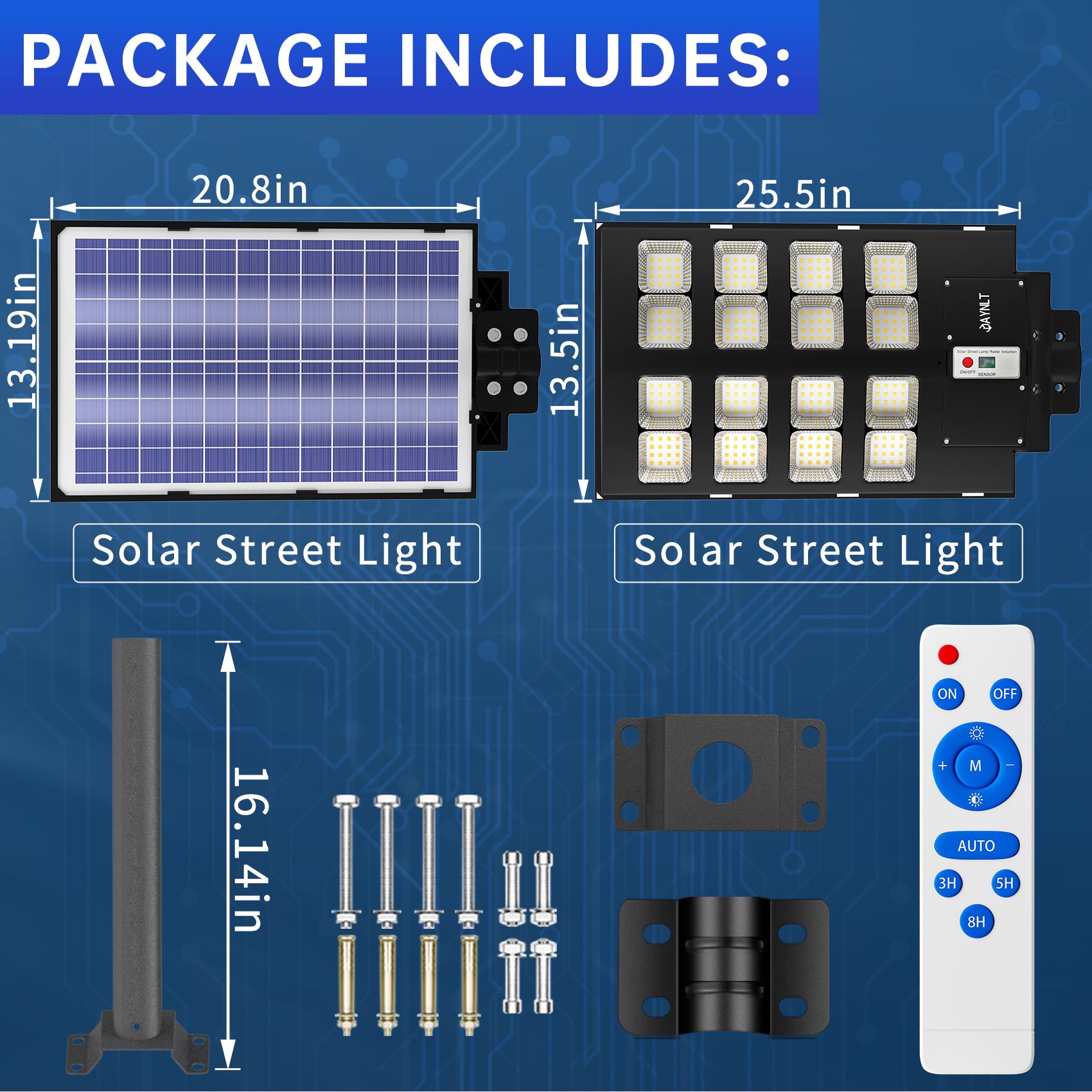 Durable Solar Garden Lights Outdoor, Easy to install,240000LM LED Energy-Efficient , 6500K Motion Sensor, with Remote Control, Dusk to Dawn for Yard, Parking Lot, Commercial Area ,Driveways,IP67 Waterproof Rainy Day Available