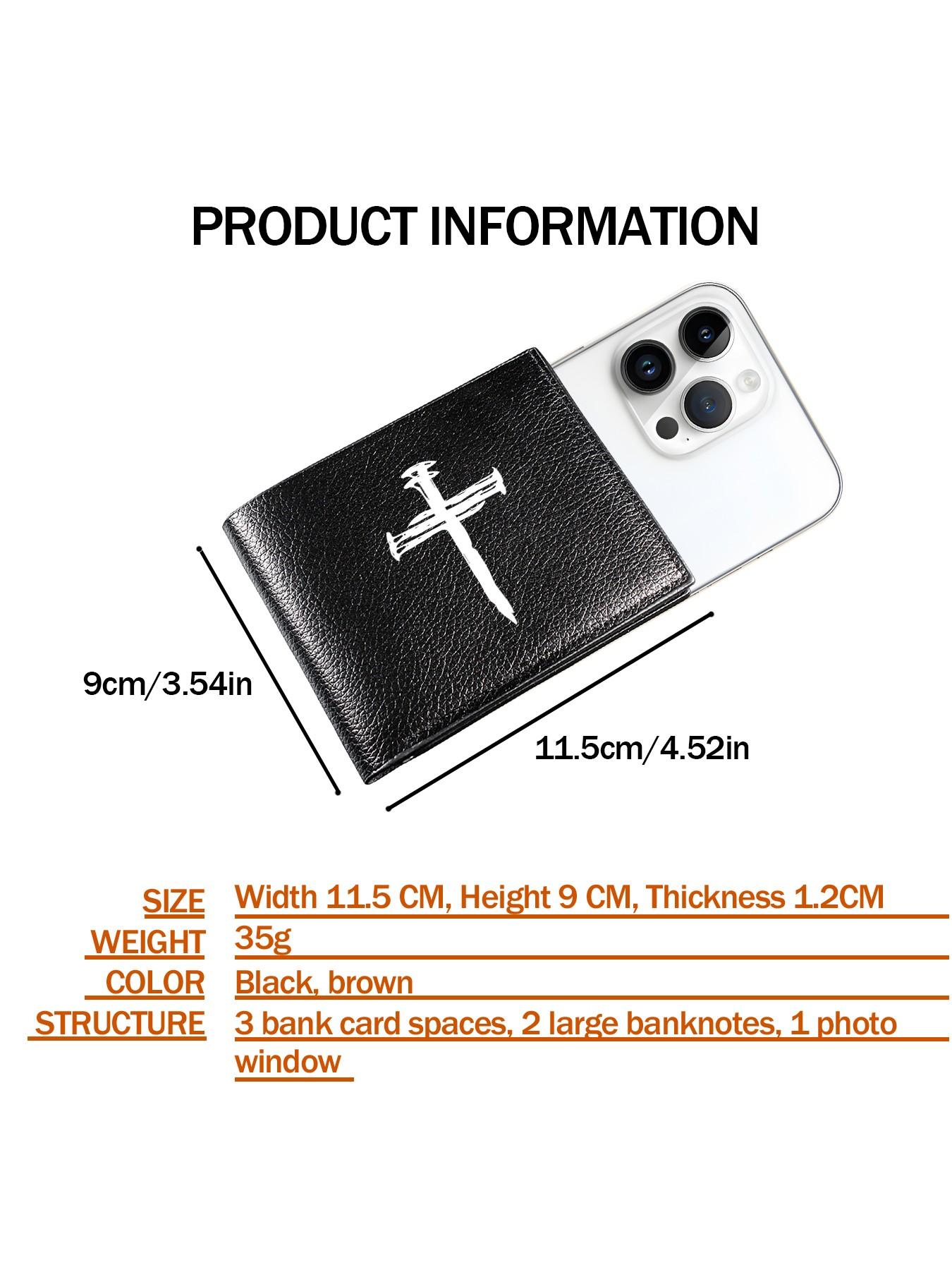 Christian Nail Cross Graphic Bifold Wallet, Gender-Neutral Slim Card Case, Heartfelt Graduation Gift for Students, Ideal for Back to School, New Job, Promotion