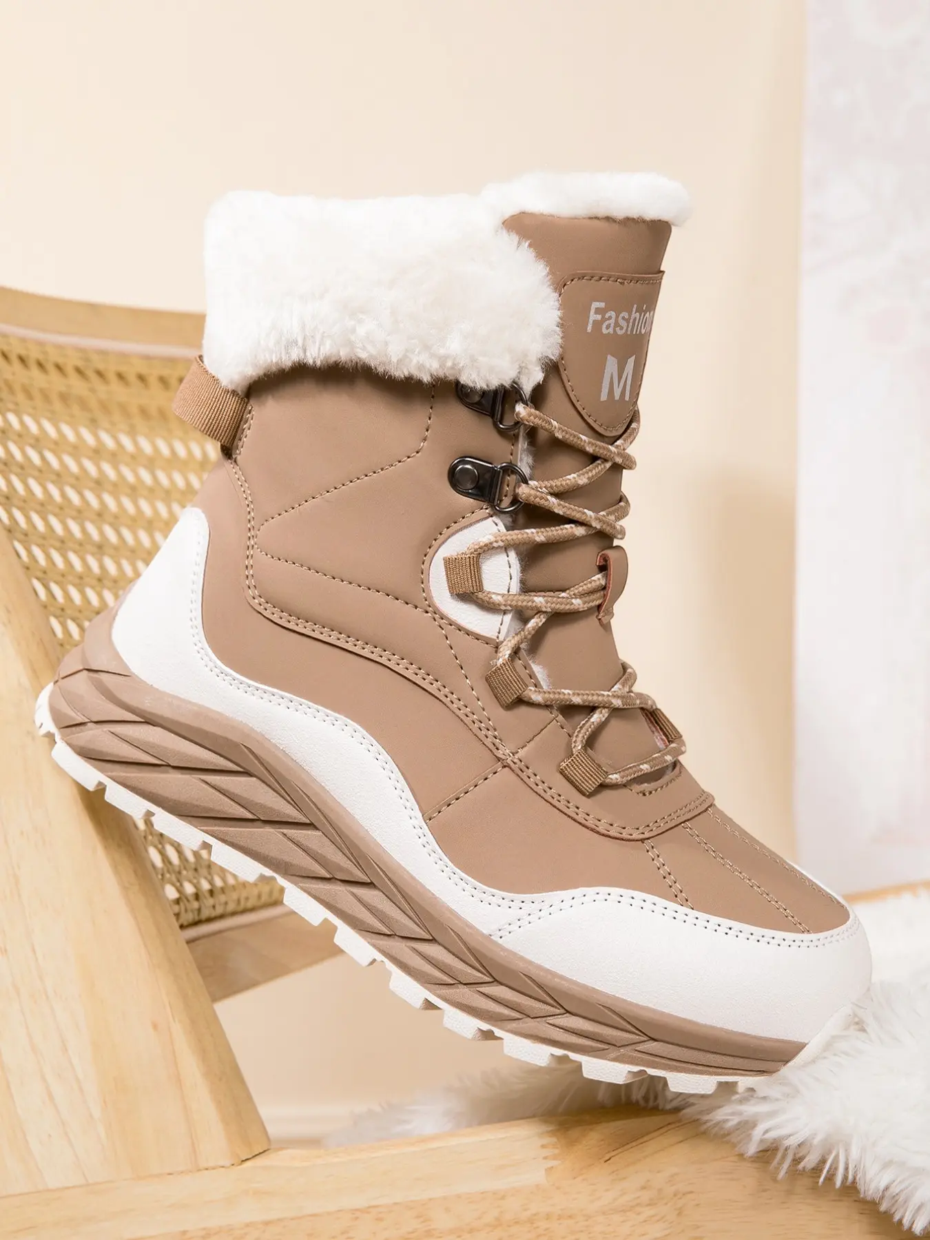 Women's Winter Snow Boots, Anti-Slip Windproof Waterproof, Warm Thick Sole Cotton Shoes, Versatile Outdoor Sports, Fashionable Large Size Footwear