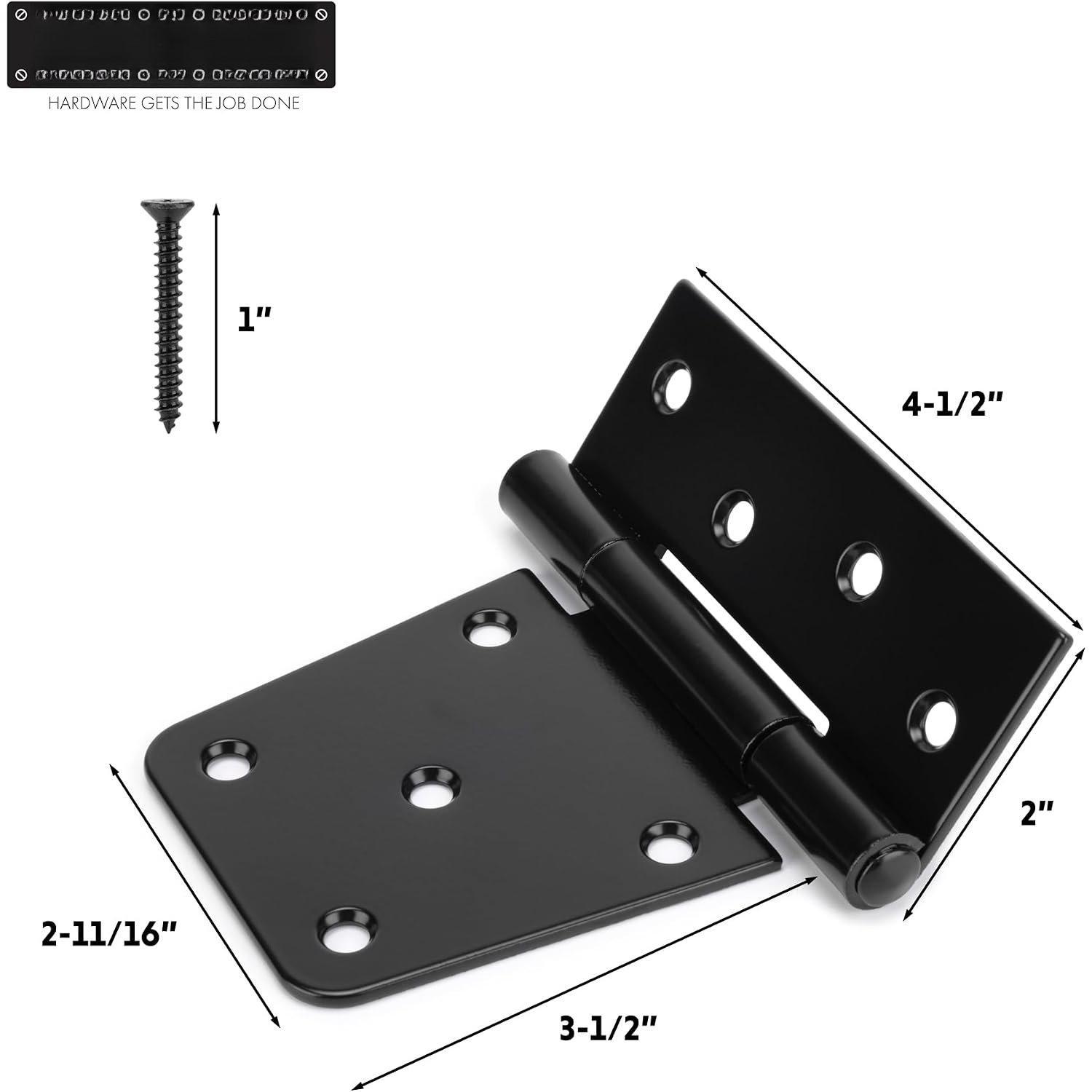 3-1/2" Heavy Duty Gate Hinges, Black Iron Door Hinges with Screws, Durable Gate Strap Hinges for Wooden Fences Gate Shed Barn Door, 2 count