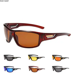 FHSY SHOP Sport Wrap-Around Sunglasses Polarized UV400 Protection with 3 Lens Options (Black/Yellow/Red) for Driving, Cycling, and Fishing