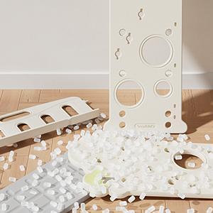 Linor Kids Toy Storage Organizer with 17 Removable Bins&4-Tier Bookshelf, Castle-Shaped Organizer for Playroom, Bedroom, Nursery, Living Room Bookcase