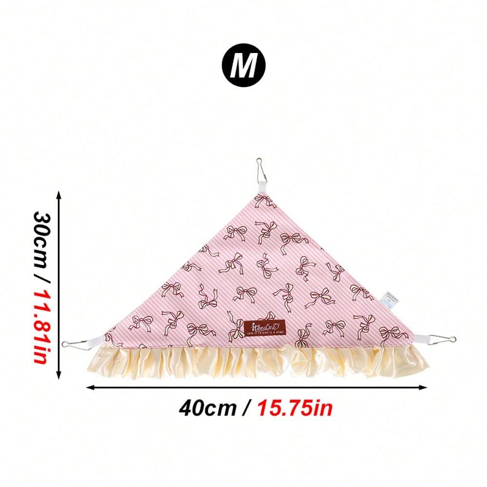 1pc Ruffled Edge Small Pet Hammock with Printing Patterns, Small Pet Sleeping Bed Hanging Triangular Bed with Hooks, Cozy Resting Nest Guinea Pig Bed for Guinea, Hamsters & Other Small Pets