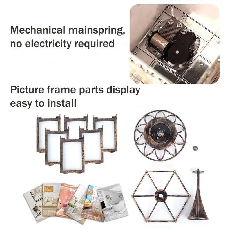 🎵 Photos Not Included | 1 Pc Rotating Musical Photo Frame | 360 Degree Spinning Multi Picture Display Stand