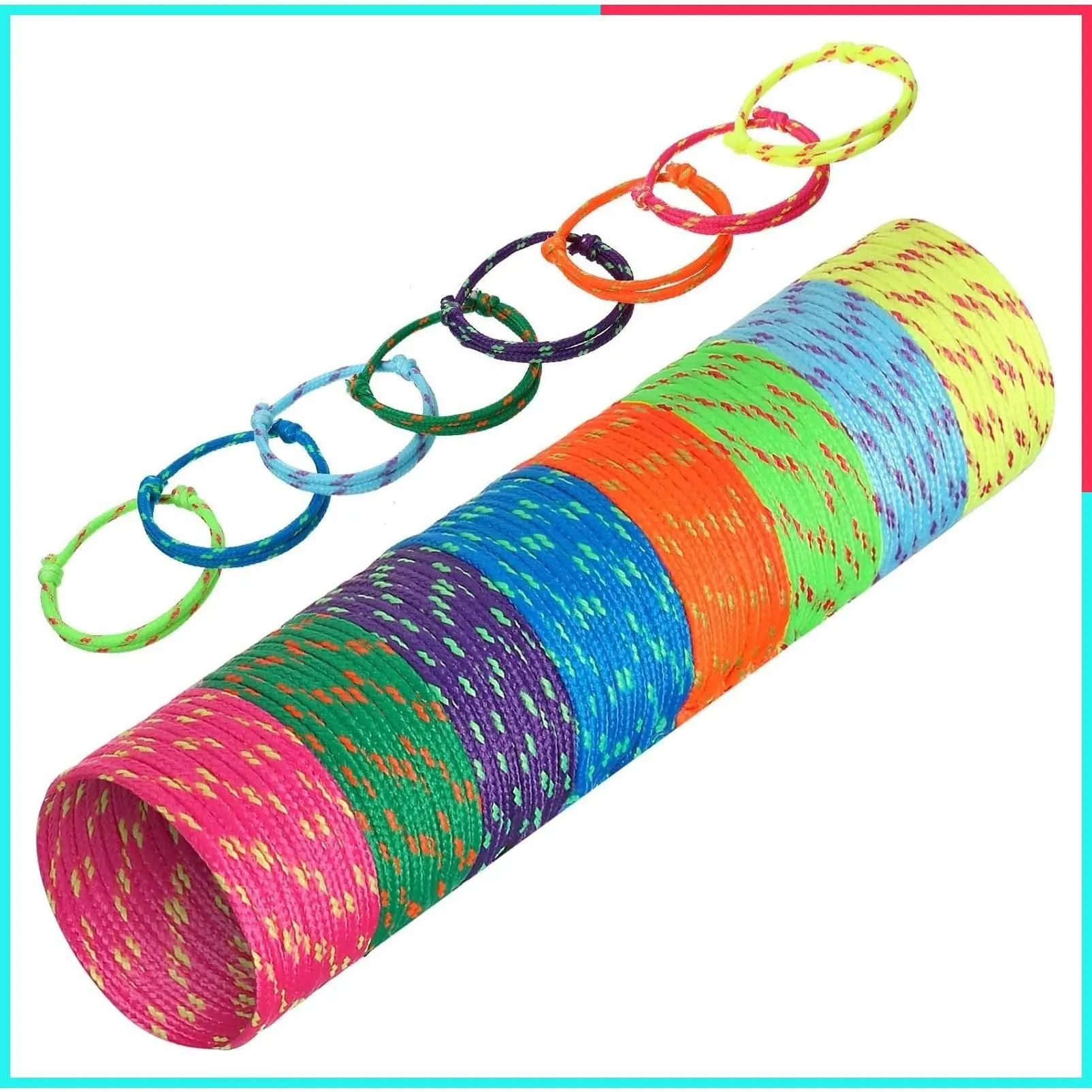 216 Pack Neon Friendship Bracelets Bulk - Adjustable Paracord Rope Bracelets for Women & Students, Back to School Birthday Classroom Party Favors, Goodie Bag Stuffers (Bright Colors)