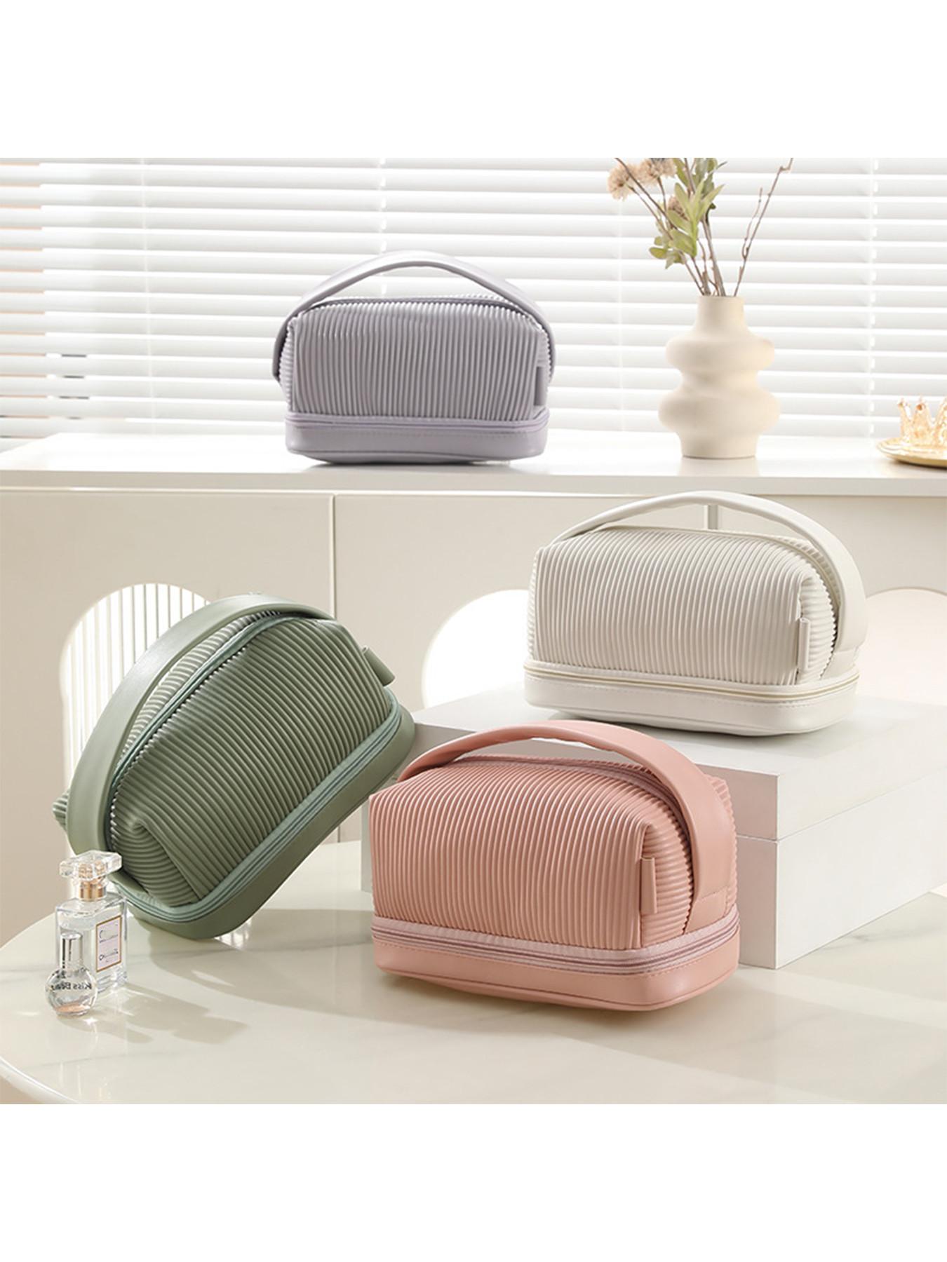 New Makeup Bag, Portable Travel Toothbrush Case, Large Capacity Waterproof Cosmetic Organizer, Elegant Dual-Layer Travel Storage Bag