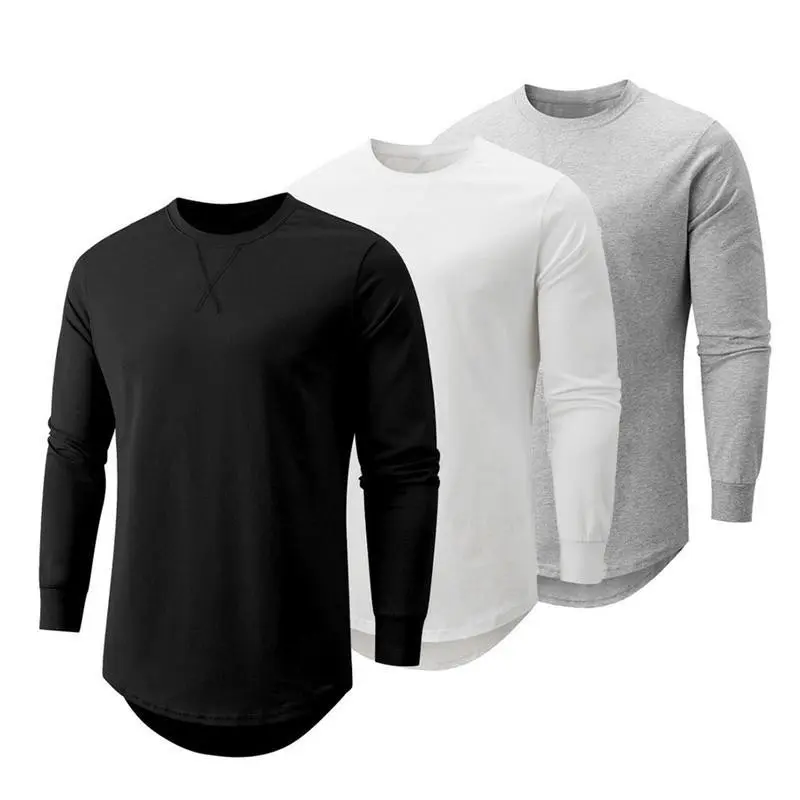 Men's 3 Pack Cotton Hipster Longline Crewneck Sport T-Shirt, Casual Top for Outdoor Daily Wear