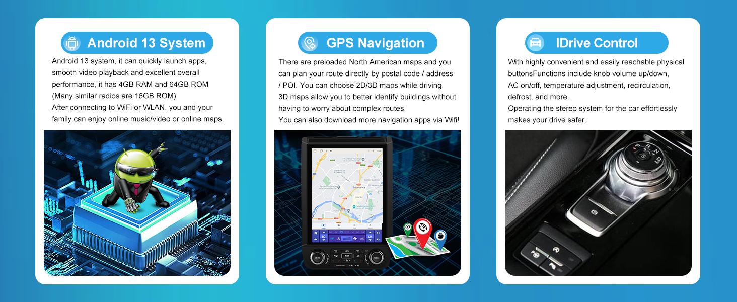 12.1" Android 13 4GB+64GB Car stereo for Ford F150 2015-2020 touch screen, original car with Bang & Olufsen audio system , has Android Auto Wireless Carplay, Bluetooth WIFI supports GPS Navigation