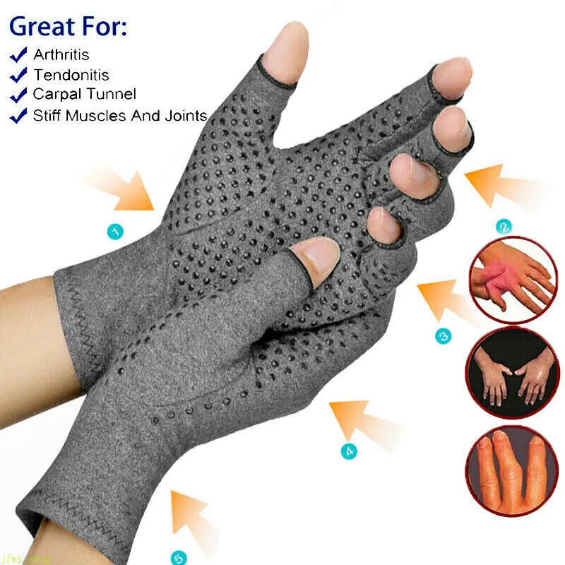 Breathable Finger Compression Gloves - Non-Slip Hand Support Short Gloves for Pain Relief, Daily Wear, finger compression gloves, hand support gloves, arthritis gloves, carpal tunnel gloves, non slip gloves, breathable gloves, pain relief gloves