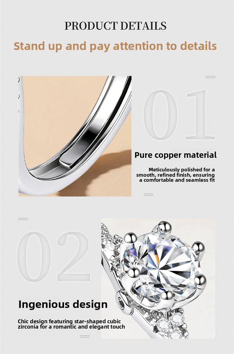 Garland Ball Diamond Ring, Double Row Hollow Six-Prong Inlaid Diamond, One-Carat Zirconia Ring for Women, Light Luxury Versatile High-End Ring