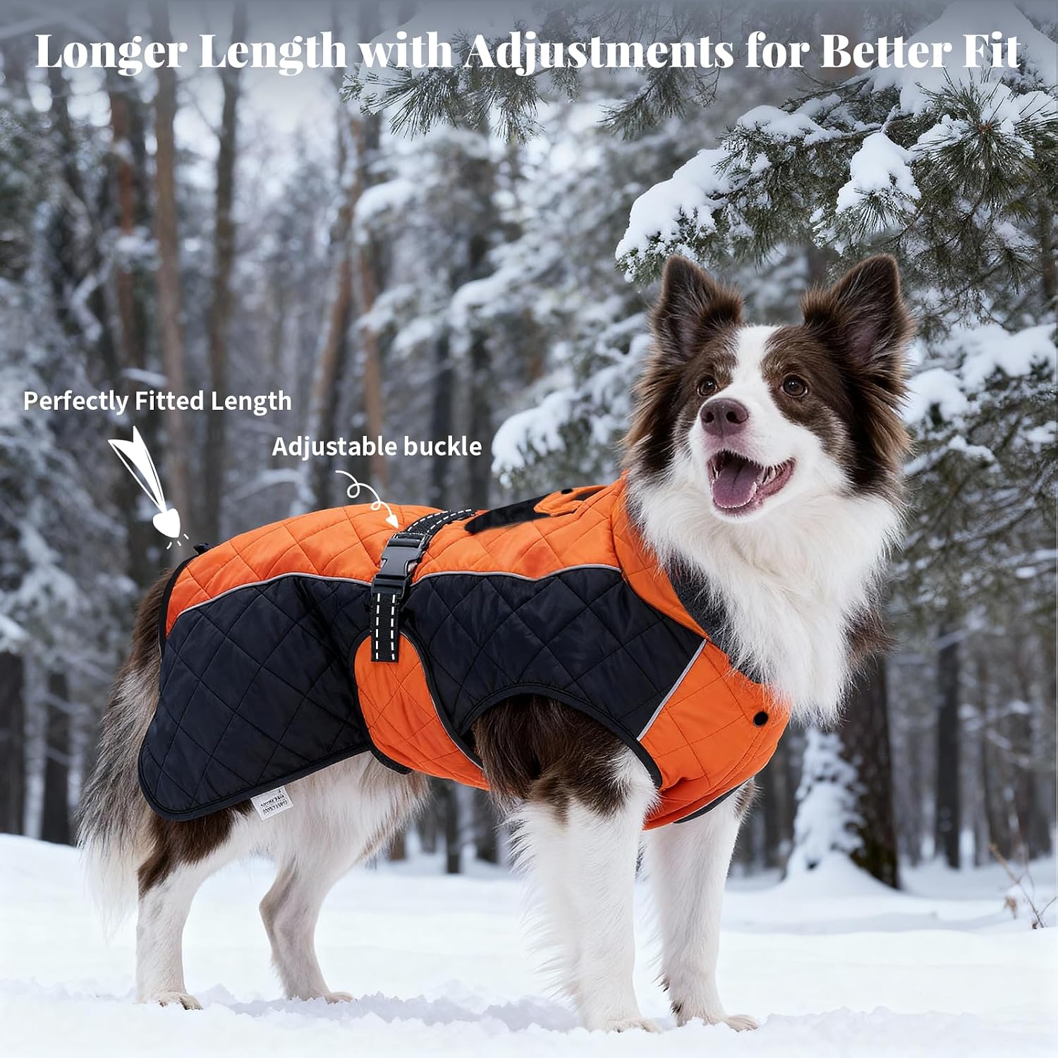 Coat Dogs Jacket  Reflective Adjustable -Winter Coats for Small/Medium/Large Dogs Dachshund Coat-(Orange, Medium)