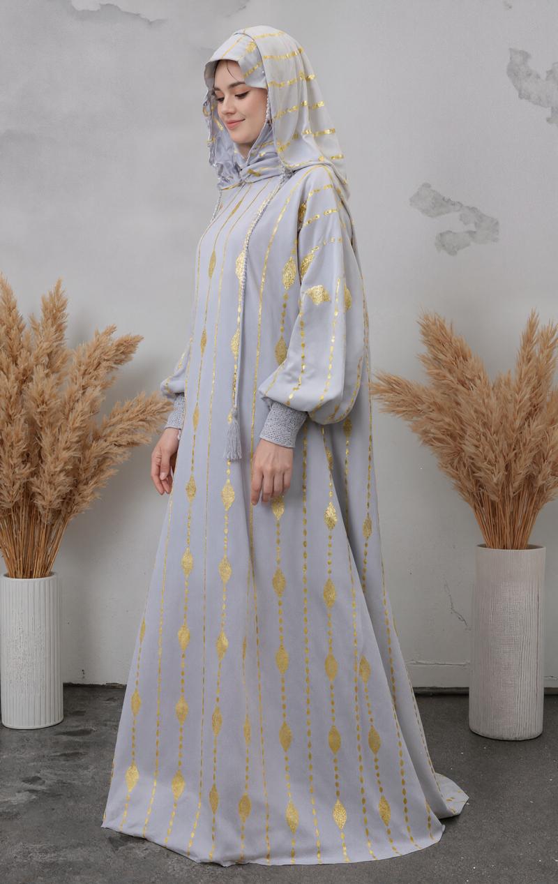 Islamic Abaya Kaftan Dress for Women 100% Cotton Soft Double Hat Cape Style Dubai Turkish Design Modest Outfit for Ramadan & Eid Loose Fit Modesty Muslim Clothing