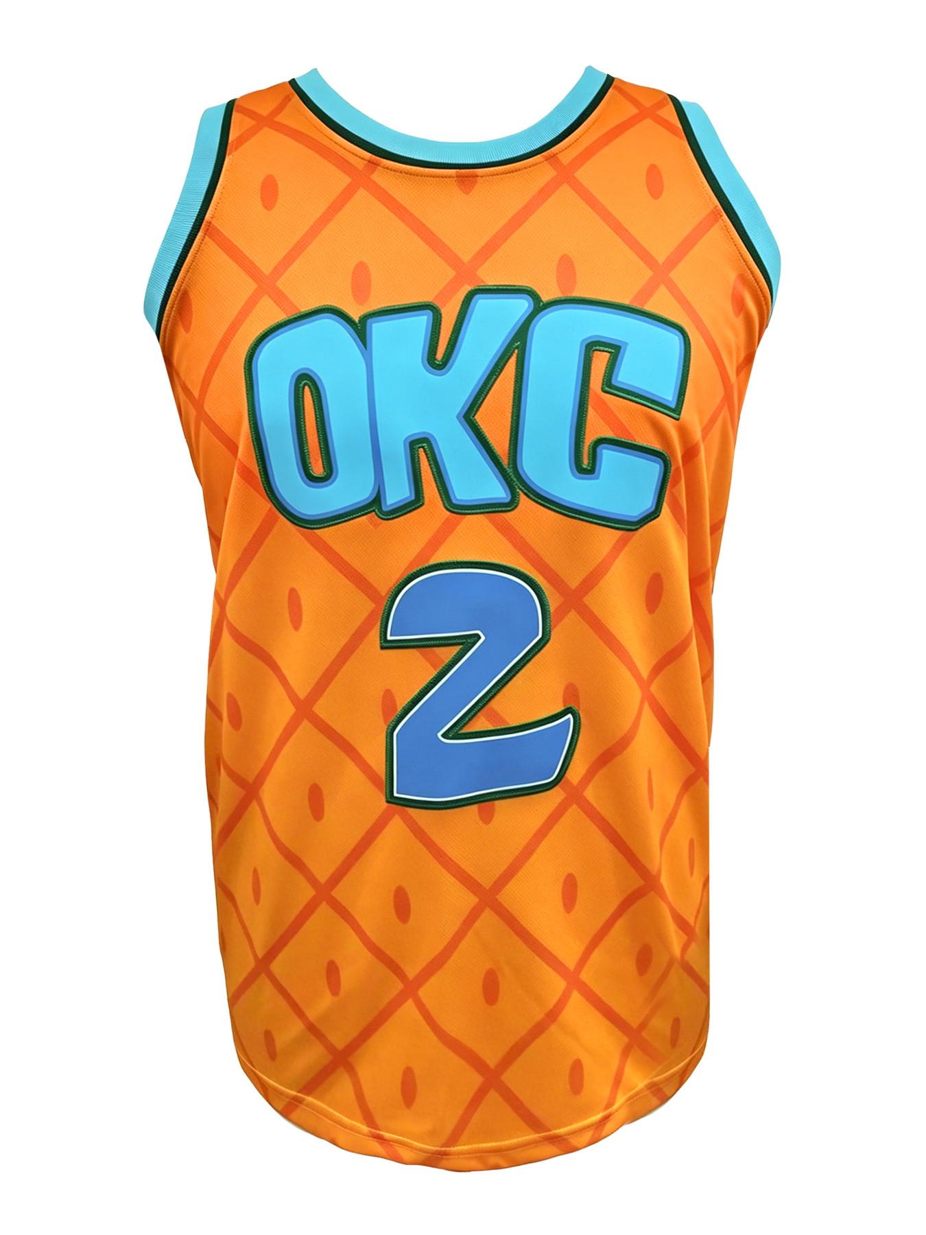 Unisex OKC 2 Basketball Jersey - Embroidered Pineapple Print Breathable Sleeveless Shirt, Casual Cartoon Streetwear Top for Men Women, Sports Clothing