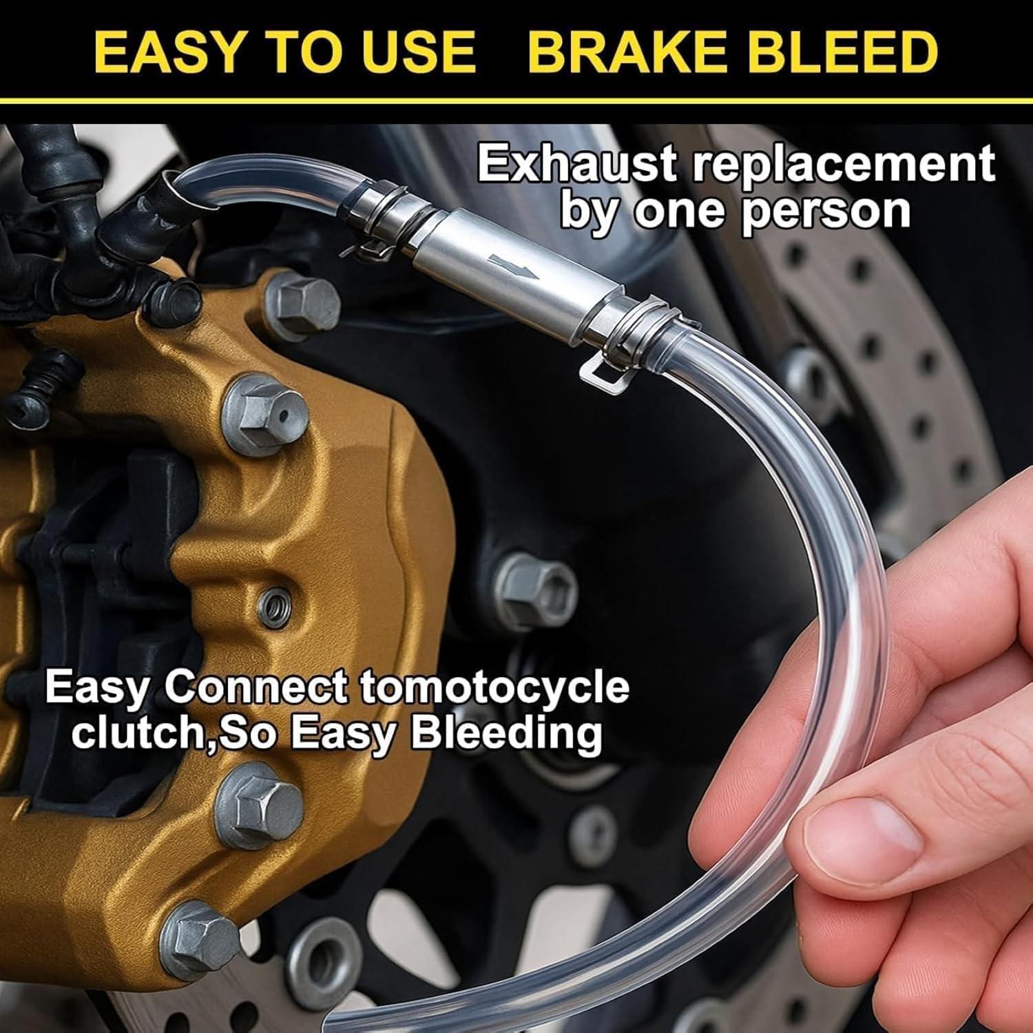 2 PCS Universal Brake Fluid Deflerator, Brake Bleed Hose, Brake System Bleeding Tools, Auto Motorcycle Clutch One-Way Check Valve Tube Deflation Tool Kit Hose with Metal Clamp