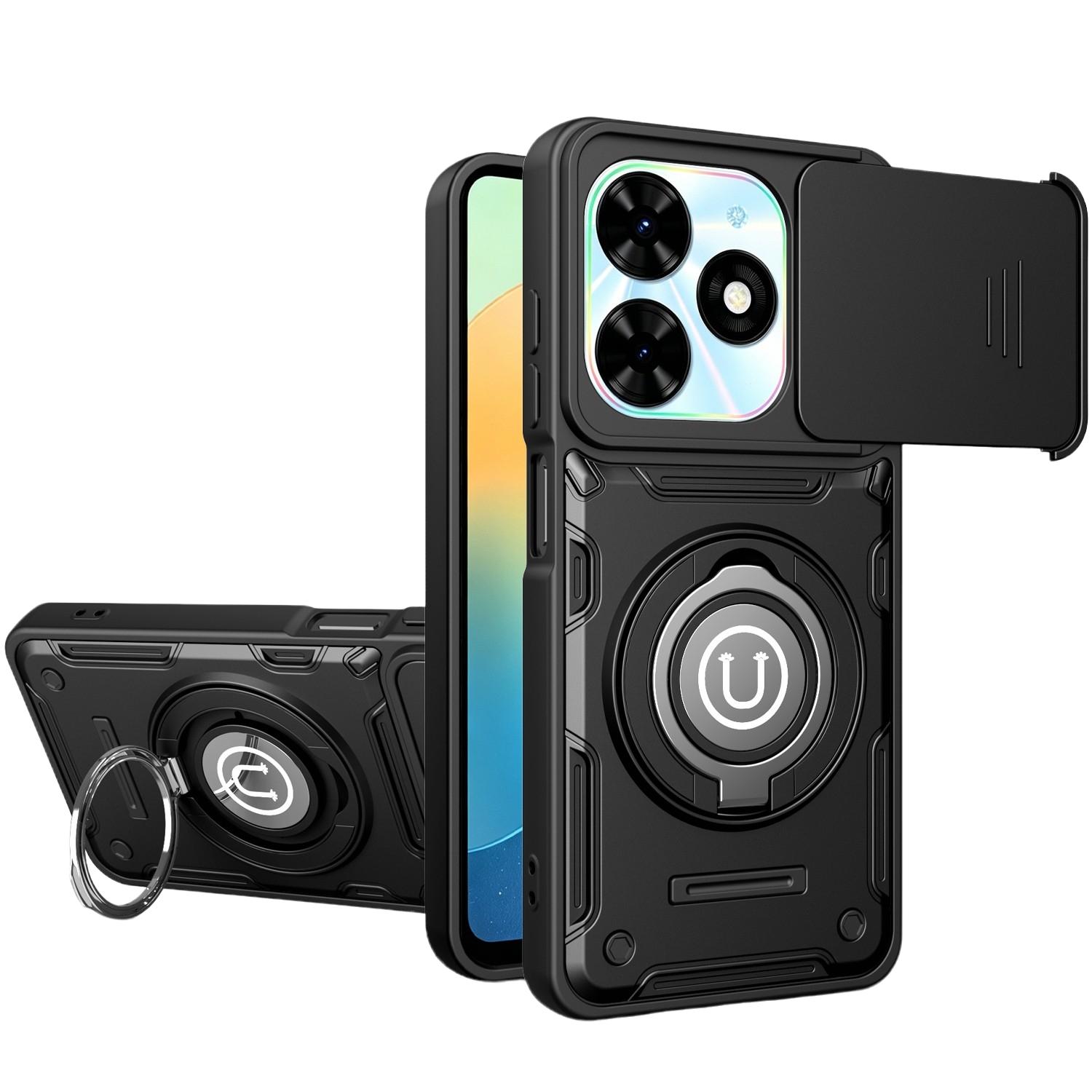 New 360 Rotating Magnetic Stand Phone Case for Tecno Spark20 & Tecno PoP8, Anti-Drop Phone Shell with Camera Cover Protection