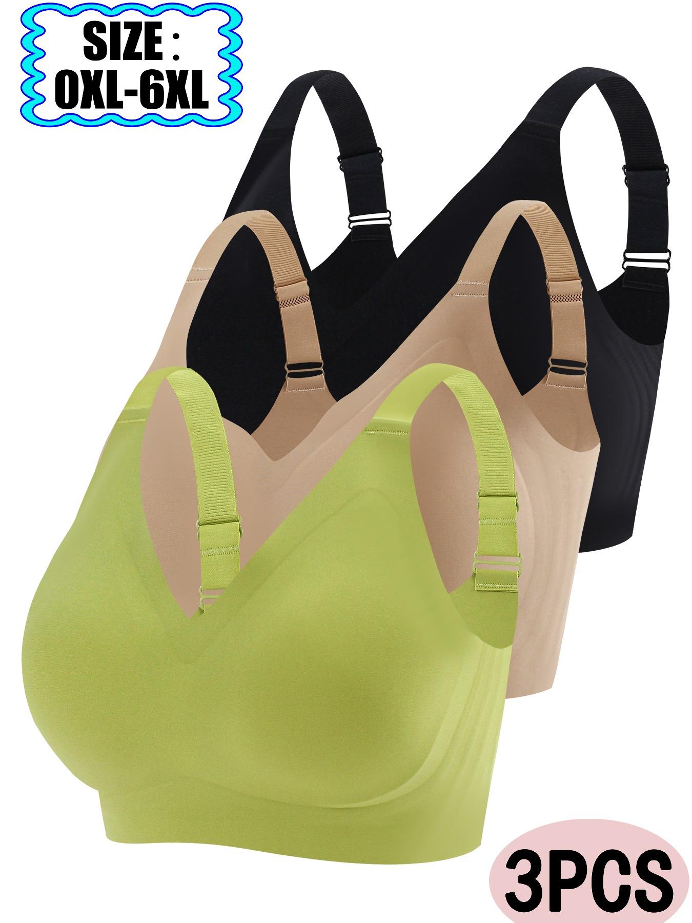 【Plus Size】 Solid Color Wireless Bra, Strappy Bra, Adjustable Strap Push Up Bra, Soft Comfy Breathable Lingerie for Daily Wear