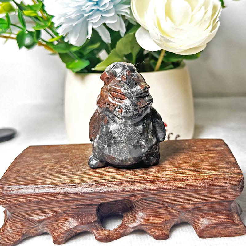 New Arrival Natural Black Obsidian Oogie boogieGhost Carvings Yooperlite Crystal Figurines For Halloween