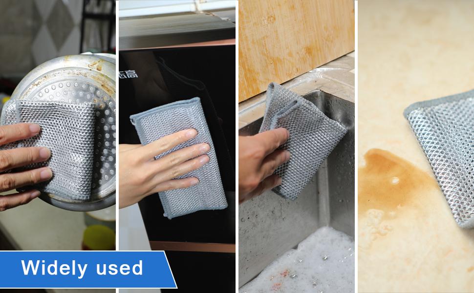 Wire Dishwashing Rag, 10 Pack Non Scratch Wire Dishcloth, Multipurpose Wire Washing Cloth for Wet and Dry, Scrubbing Wire Dishcloths for Kitchen