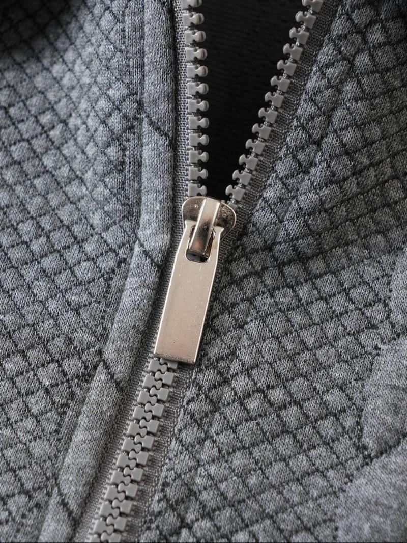 Men's Fall Winter Outfits Knitted Polo Neck Long Sleeve Sweatshirt for Daliy Wear, Old Money Zipper Half Button Design, Casual Versatile Trendy Simple Pullover,Essential for Man's Wardrobe.