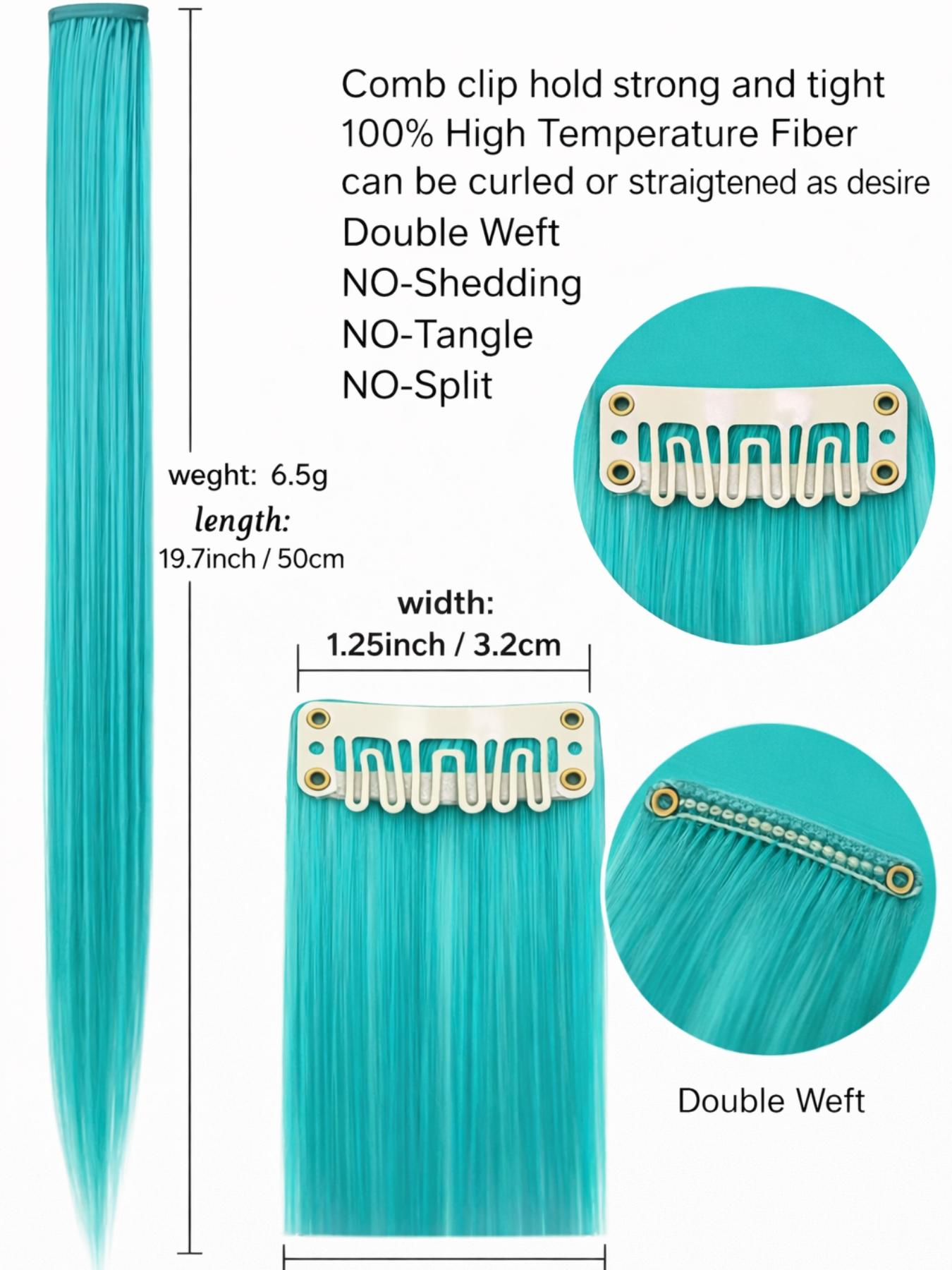 Rainbow Clip-In Hair Extensions, Colorful Hair Streaks for Girls & Teens, Instant Highlight Hair Pieces for School, Parties & Dress Up