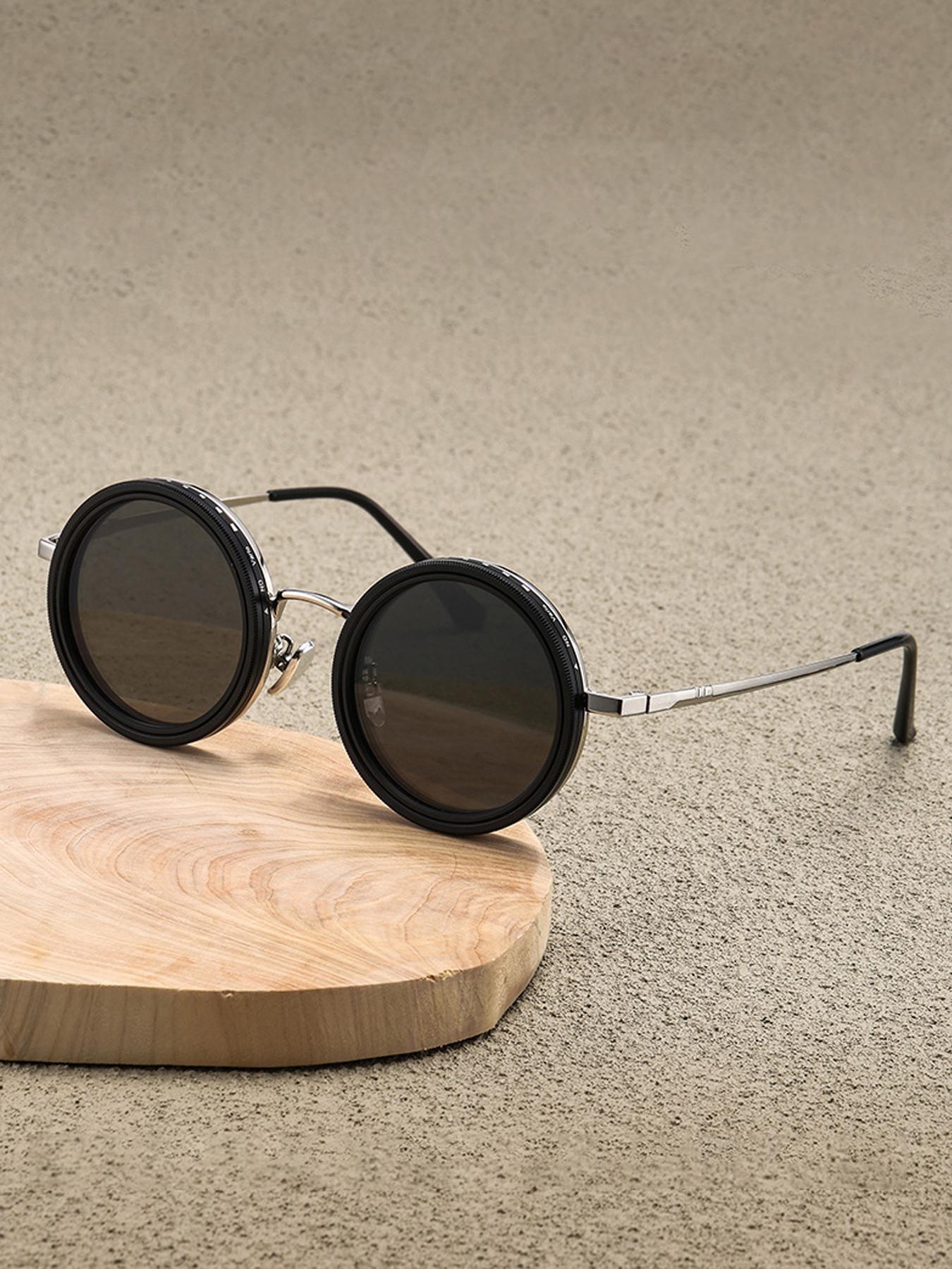 Black Lens Brightness Adjustable Tint Aperture Sunglasses Polarized Fishing Handmade ND9 Adjustable Dimming Sunglasses Trendy Sun Glasses