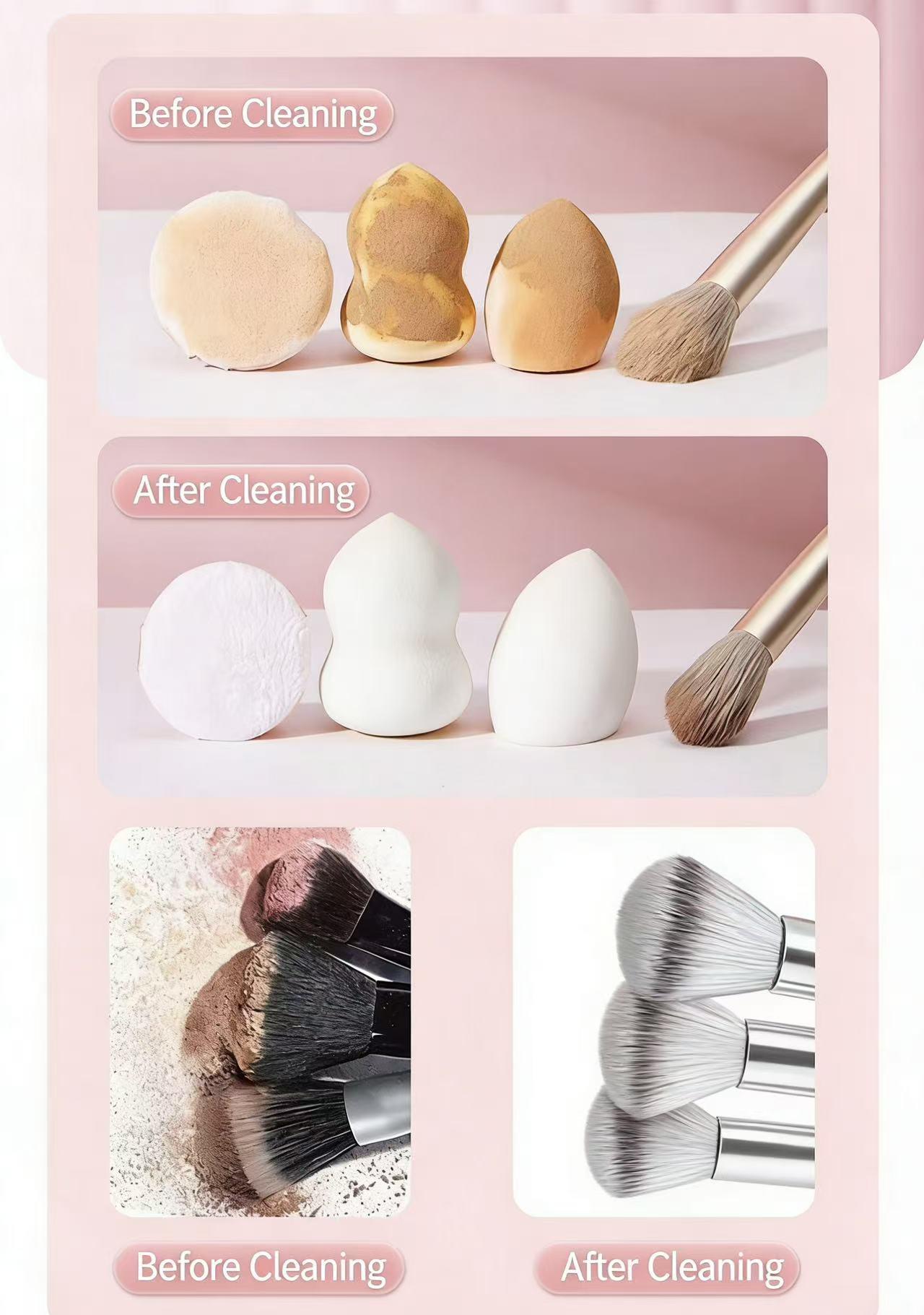 USB Plug-In Electric Makeup Brush Cleaner, Home Lazy Wash & Dry All-In-One Multi-Brush Storage, Essential Beauty Tool