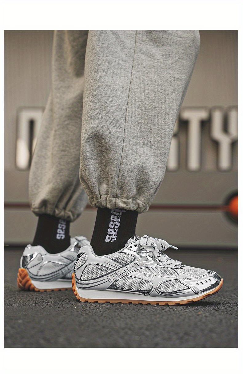 Bestselling Silver Chunky Sneakers for Women, New Summer Style, Thick-Soled Height-Increasing, Retro Breathable Mesh Sports Shoes for Men Silver Mesh Sneakers That Go With Every Outfit  Obsessed!