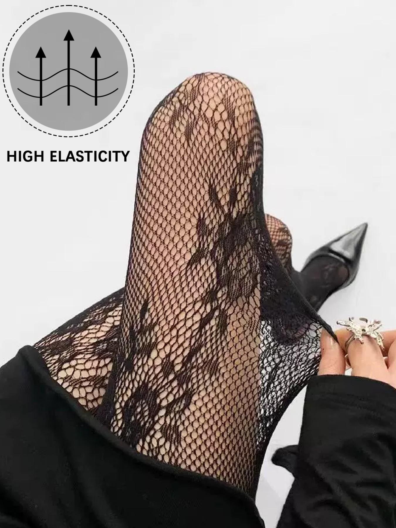 Jk Ballet Style Floral Mesh Stockings, Sweet Thin Lace Pantyhose, Spring Summer Bottoms, Boho Style, Fitted Design, Made in China
