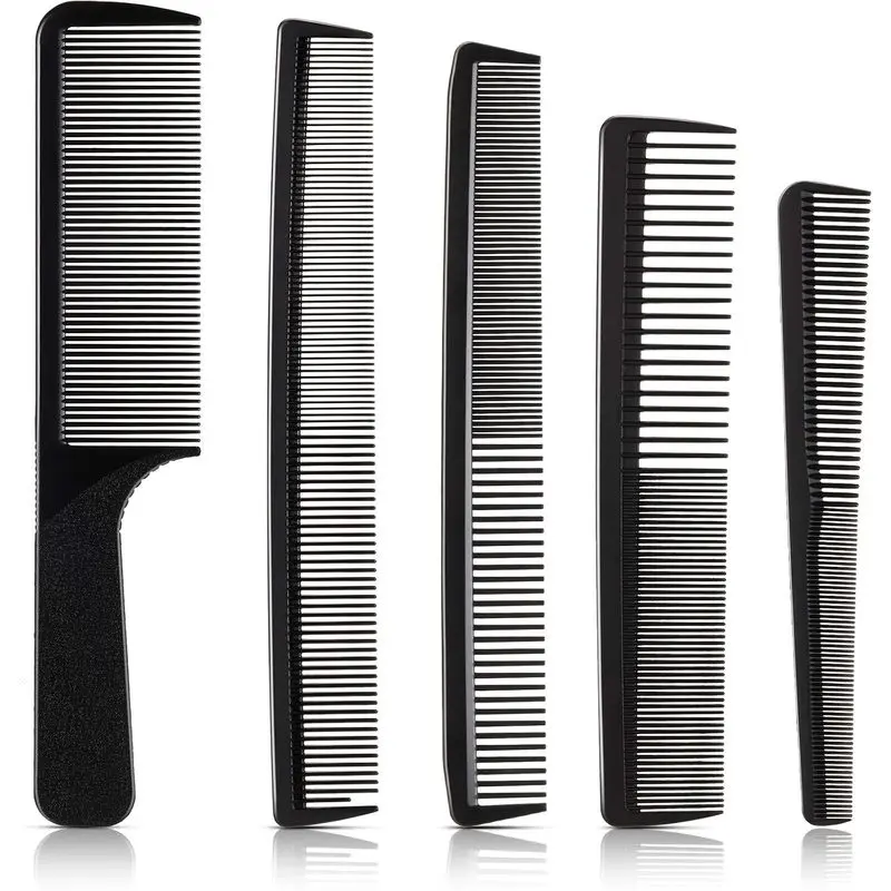 5 Pieces Hair Cutting Combs Set, Carbon Fine Teeth, Classic Combs |   Fine Teeth Carbon Hairbrush Set,Anti Static Heat Resistant Hairdressing Salon Tapered Hairbrush for Men Women