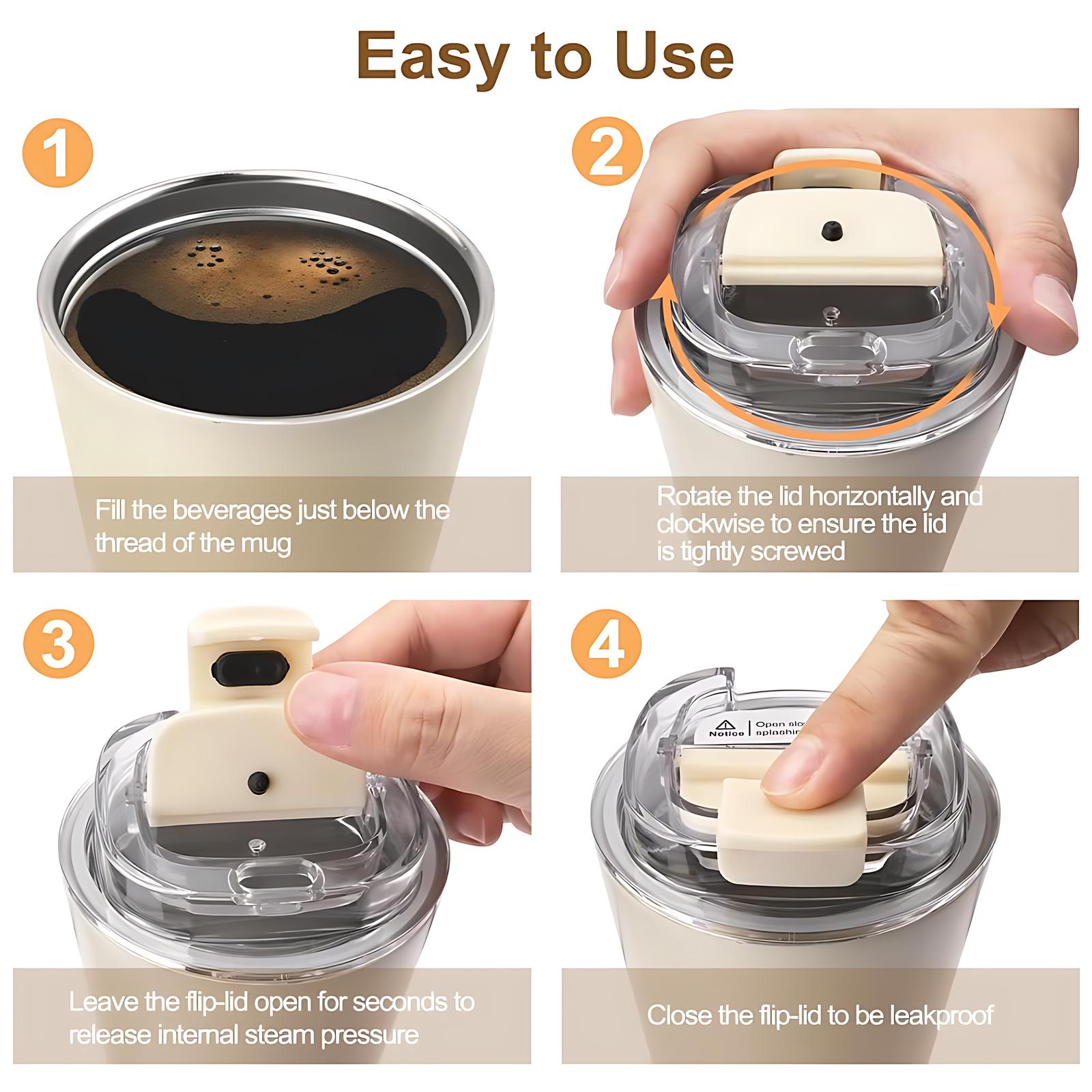 1Pc 15oz Double Wall Stainless Steel Vacuum Insulated Mug, Tumbler with Lid, Matte Finish Thermal Cup, Keep Hot 6H/Cold 12H, Compact Leak-Proof Insulated Cup for Coffee Tea, Great for Office/Commute/Travel/Home Use, Unique Gift, Minimalist Style