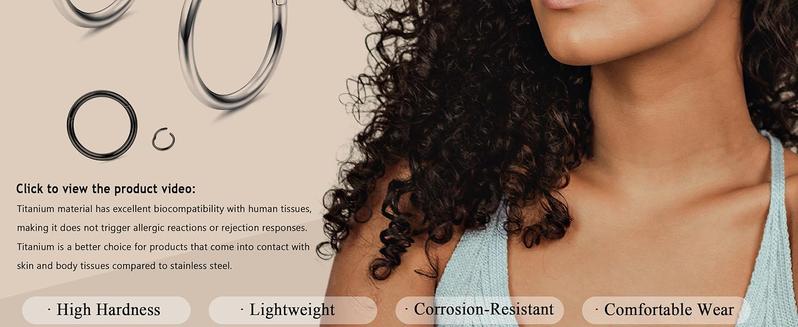 5Pcs G23 Titanium Nose Rings Hoops 20G 18G 16G Clicker Hinged Piercing Hoop Body Piercing Rings for Septum Cartilage Daith Rook Lip Tragus Helix Conch Ear Lobe Earrings Hypoallergenic Nose Piercing Jewelry Women Men 6/7/8/9/10mm