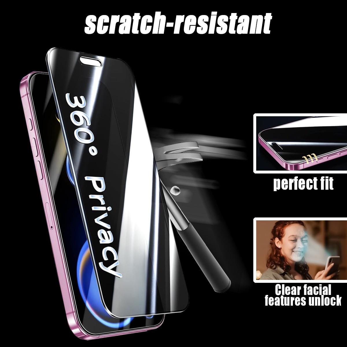 2-Pack, 360° Privacy Protection. A 2pcs Set of Four-sided Privacy Screen Protectors Suitable for iPhone 11/12/13/14/15/16/17. Perfectly Compatible with iPhone 11/12 Pro Max, 13 Mini, 12 Mini, and iPhone 17 Air. Privacy Tempered Glass Screen Protector
