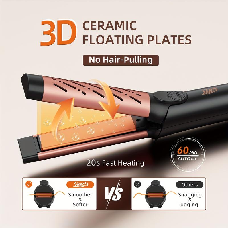 Airflow Styler Curling Iron - Ceramic Flat Iron Hair Straightener and Curler 2 in 1, Professional Curing Wand with 360° Ionic Cool Air, 5 Adjustable Temps & Dual Voltage for Long Short Hair