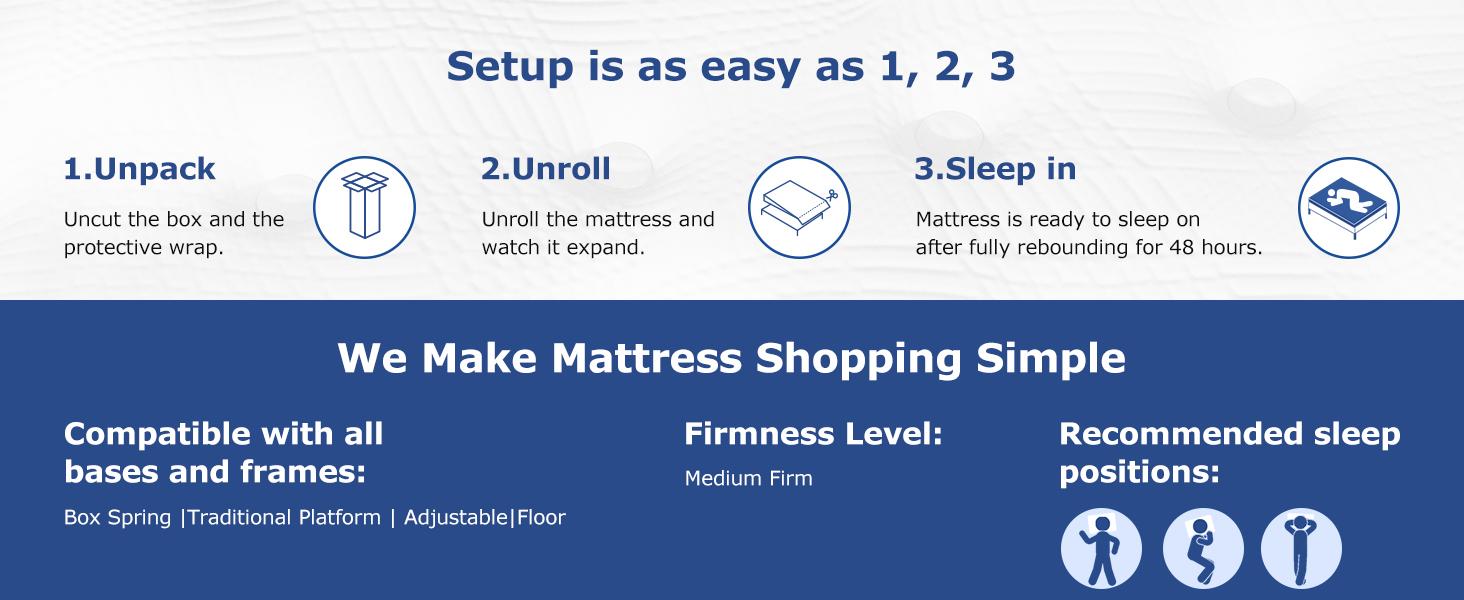 BedStory 12 Inch Hybrid Mattress, Twin Full Queen King Bed, Medium Firm Memory Foam, Pocket Springs for Quiet Sleep Home White