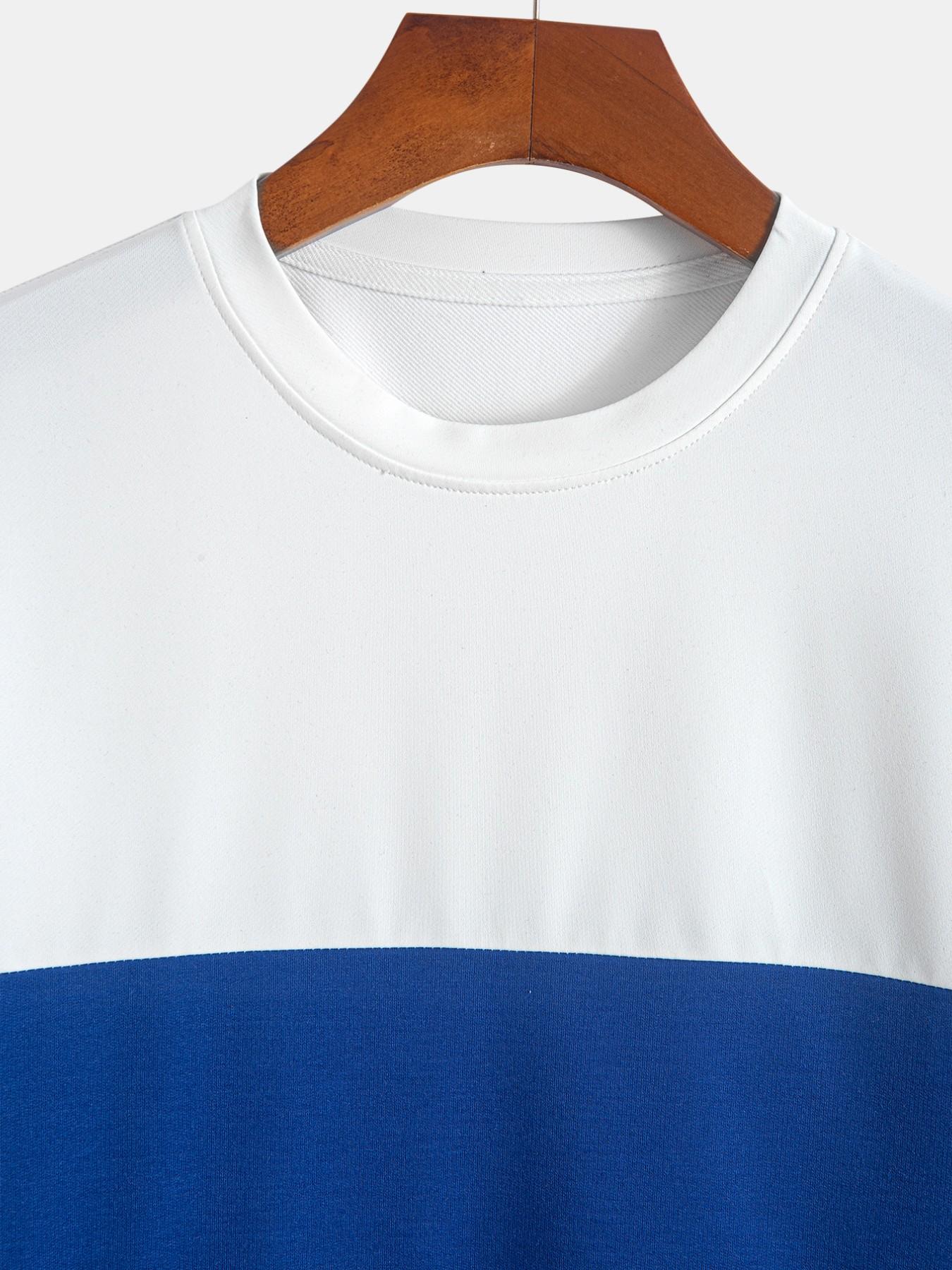 Three-Piece Colorblock Home Wear, Comfortable Breathable T-Shirts, Men's and Women's Casual Street Style, All-Season Loose Fit