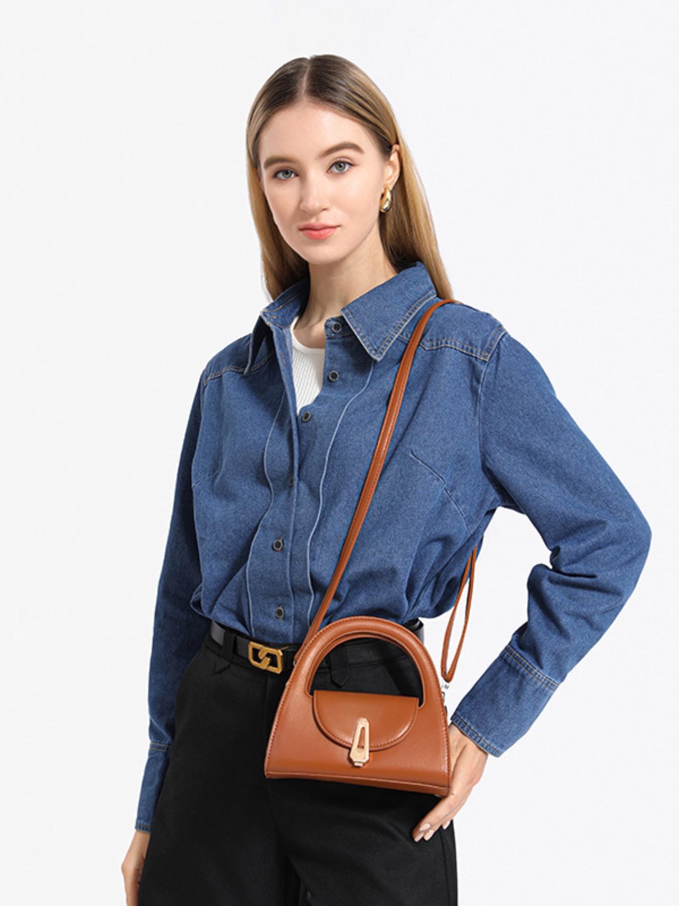 2026 Summer New Half Circle Bag, Solid Color Commuter Retro Lock Buckle Handbag, Trendy Casual Crossbody Bag for Women