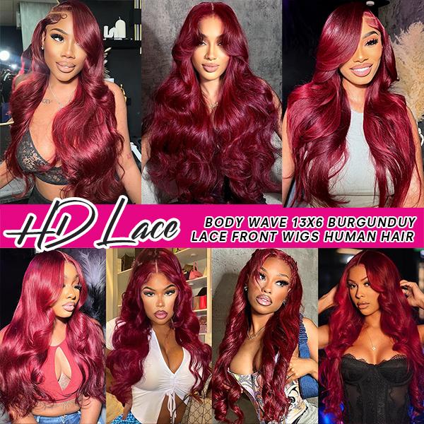 Yilike 99j Burgundy Lace Front Wigs Human Hair Red Burgundy Wig 180% Density 13x6 Body Wave Lace Front Wigs Pre Plucked Glueless Lace Front Wigs Human Hair for Women Yilike 99j Burgundy Lace Front Wigs Human Hair Red Burgundy Wig 180% Density 13x6 Body Wave Lace Front Wigs Pre Plucked Glueless Lace Front Wigs Human Hair for Women