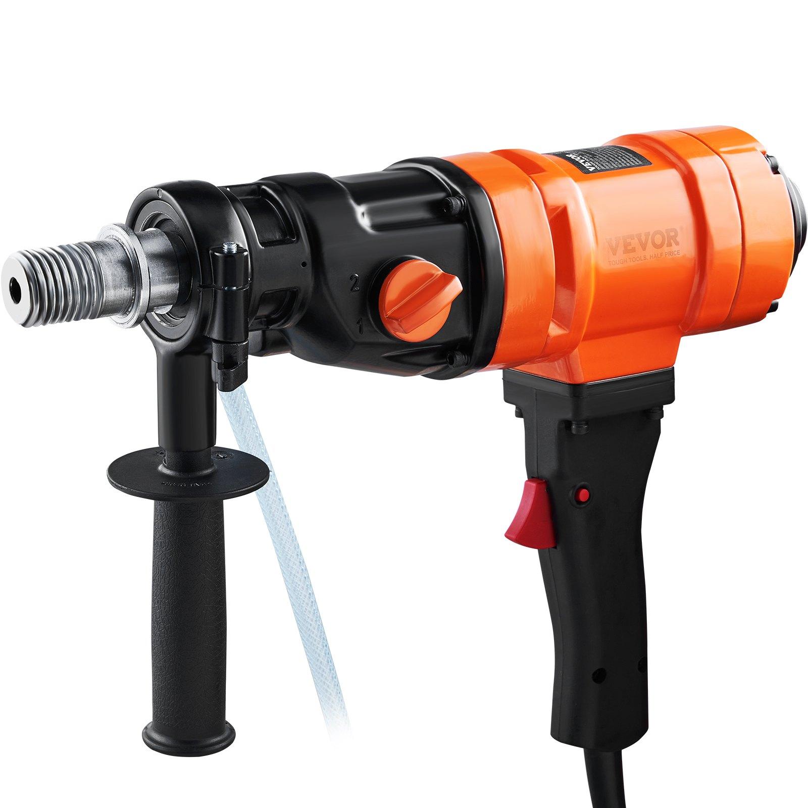 【Summerfinds】VEVOR Diamond Core Drilling Machine, 4in Handheld Wet Concrete Core Drill Rig, 1100-2400RPM Two Speed & 1-1/4" Thread & 2 Bubble Levels, 3-4in Drilling Diameter for Concrete Brick Block Stone, 1500W