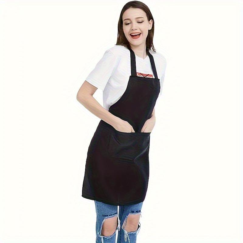 of 2 Durable Polyester Adjustable Neck Aprons with 2 Large Pockets - Neutral Color, Perfect for Cooking, Grilling, Barbecuing, Christmas Crafts, Machine Washable, Kitchen Cooking Aprons, Grilling Aprons | Adjustable Aprons | Polyester Aprons