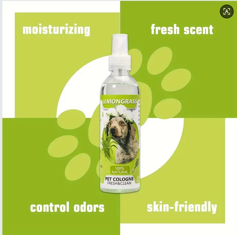 Stinky Pet Freshener Spray, 100% Plant-Based Lemongrass Dog Cat Cologne, Long Lasting Odor Control Mist, No-Bath Quick Fur Deodorizer Safe for All Breeds