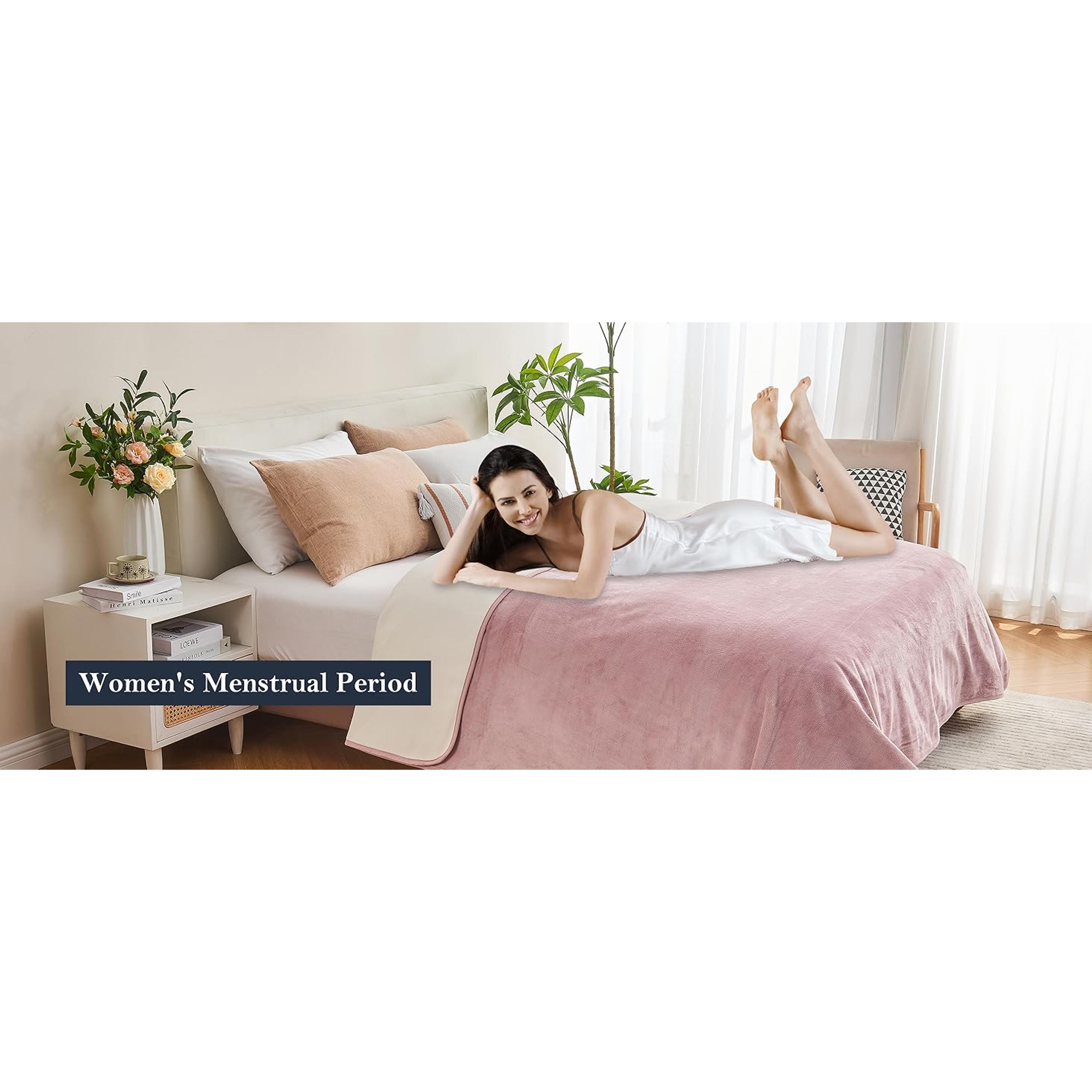 Waterproof Blanket 60"x80" for Adults, Reversible Waterproof Bed Cover for Dogs Cats Pets, Soft Leakproof Blanket for Bed Couch Sofa Furniture Protector, Dusty Pink/Off White