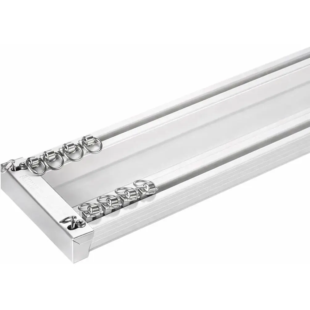 Conjoined Double Curtain Track System (White 9.5ft) | Smooth and quiet movement, heavy-duty  construction, ceiling or wall installation, ideal for  and hotel