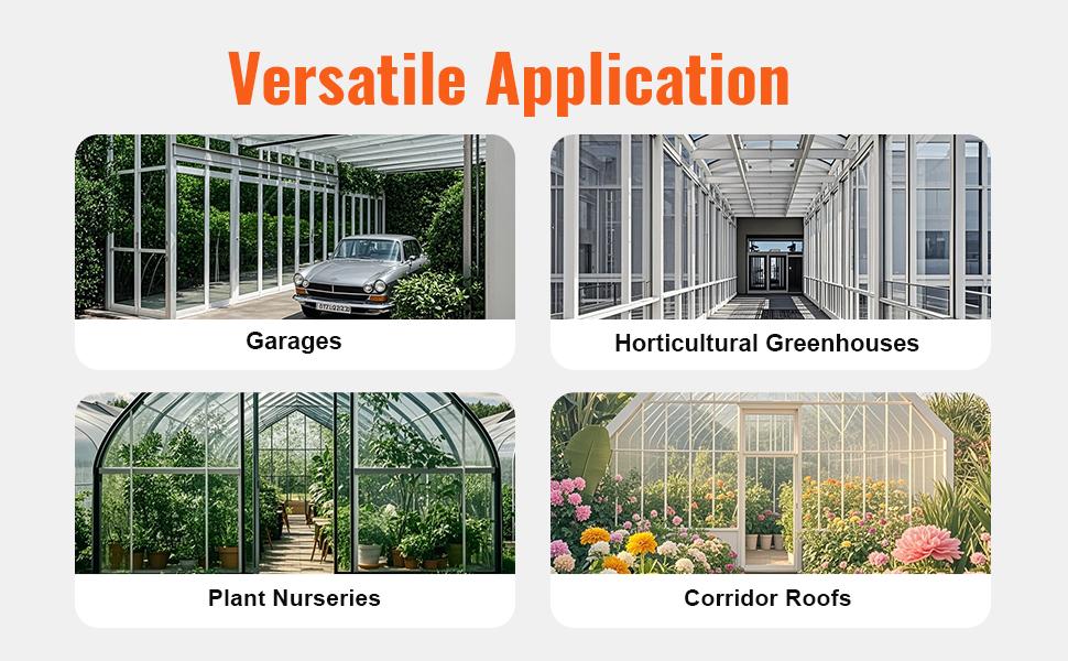 VEVOR 24 Pack Polycarbonate Greenhouse Panels, 2' X 4' X 0.16'' Roof Panels Sheets, Waterproof UV Protected Corrugated Plastic Roofing, Impact Resistance Clear Roofing Sheets for Greenhouse/Garden