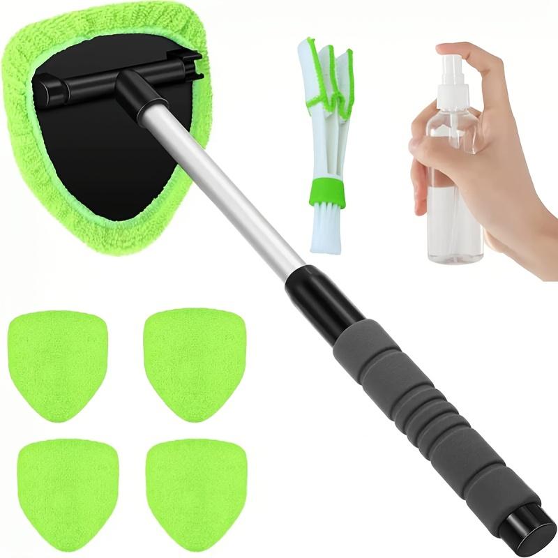 8pcs Windshield Cleaning Kit, Car Cleaning Supplies, Including 5 Reusable And Washable Microfiber Pads And Car Windshield Wiper Set with Retractable Handle