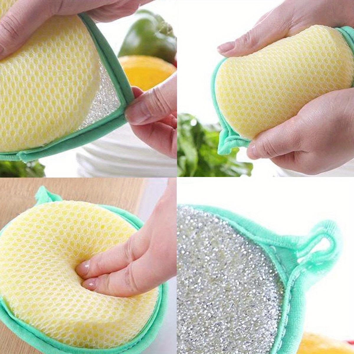 Multifunctional Kitchen Cleaning Sponge and Scrubber, Durable Washable Polyester Bowl Cloth, and Sand Texture Surface, Sponges Scrubbers