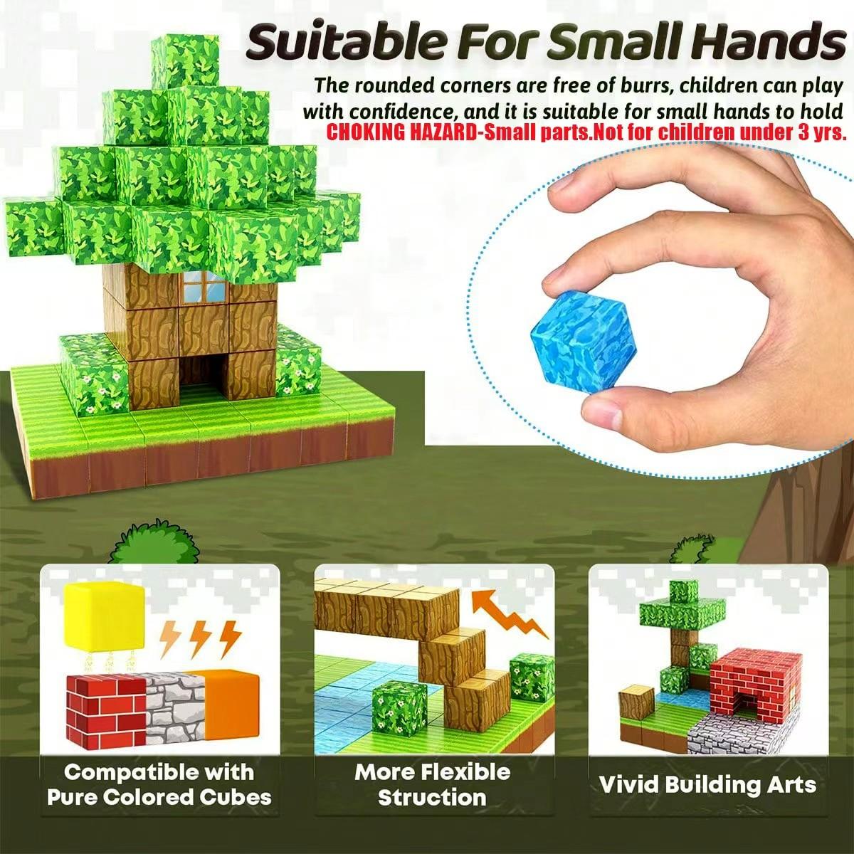 Magnetic Building Blocks Set, Magnetic Construction Set with Storage Bag, Educational Toy for Kids Aged 3+, Unisex Gift Choice, Includes 30 60 90 Pieces