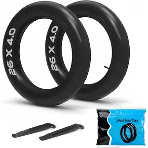2Pack 20x4.0, 26x4.0 Inch  Heavy-Duty Inner Tube with 32mm Schrader Valve  Tire Tube Puncture Resistant Tube for E-, Electric ,Commuter Bikes & Mountain Bikes with 2 Tire Levers