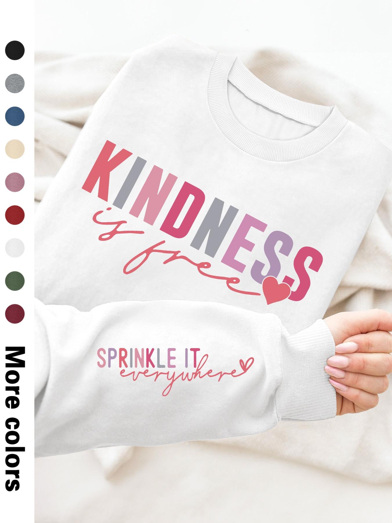 Women's Heart & Letter Print Drop Shoulder Fitted Sweatshirt, Casual Long Sleeve Round Neck Pullover for Fall & Winter, Women's Clothes for Daily Wear, Womenswear