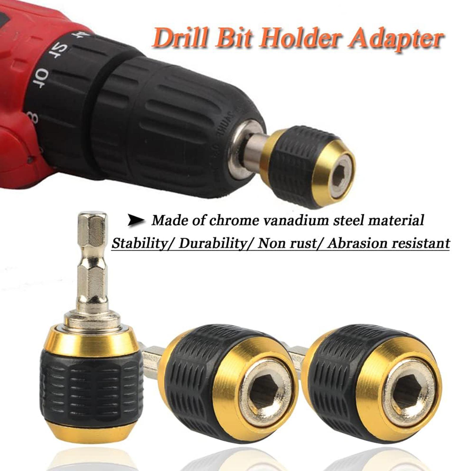 1/4-inch hex shank extension screwdriver and drill bit chuck set, quick-release drill bit chuck, self-locking drill bit chuck, quick-release chuck adapter connector, suitable for electric drill tools.