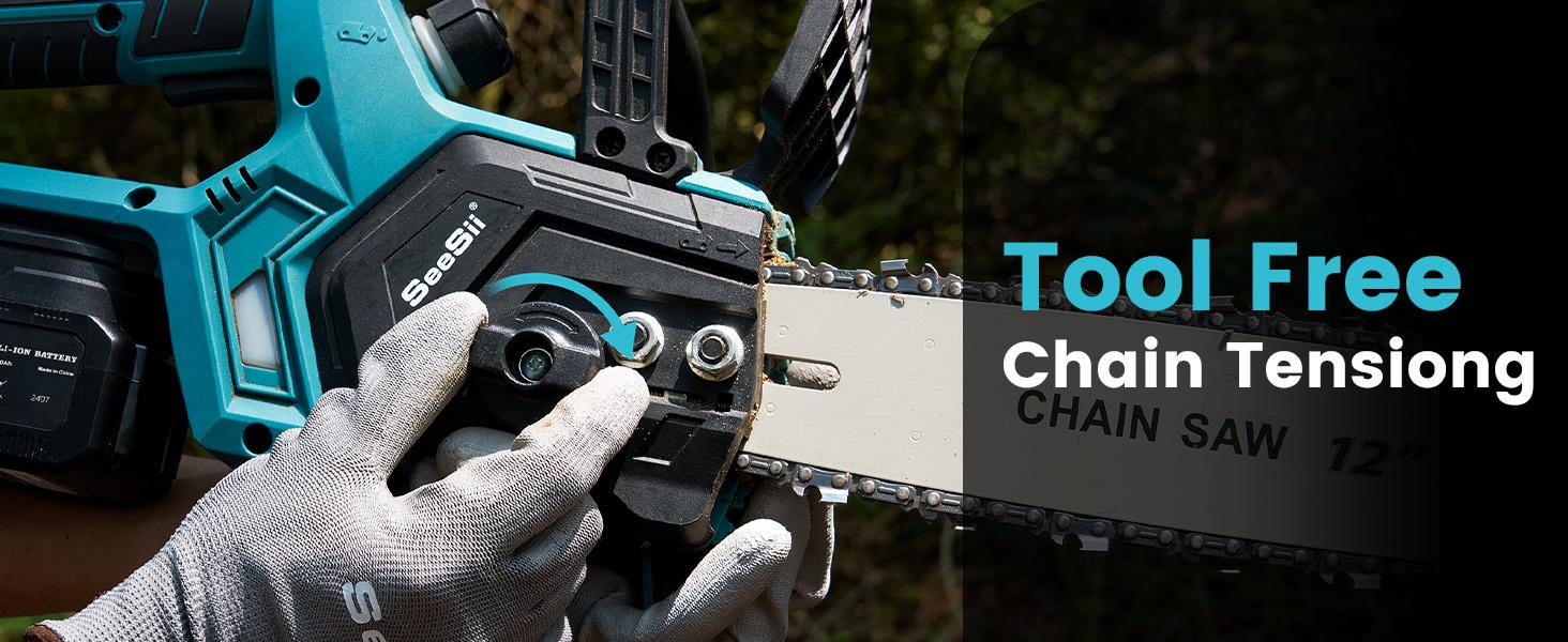 Seesii Chainsaw Cordless 12/16-inch, Electric HandHeld Chain Saw, 12/16-in Portable Chainsaw Battery Powered Saws for Trees Wood Cutting, 2 x 4.0Ah Battery and Charger Included CS16   #TikTokShopBlackFriday
